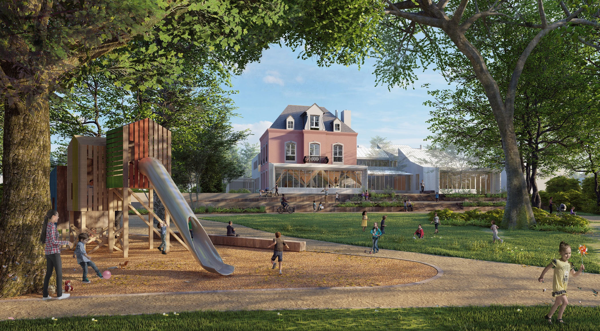 Le projet vu du parc (infographie architecte) Le projet vu du parc (infographie architecte)