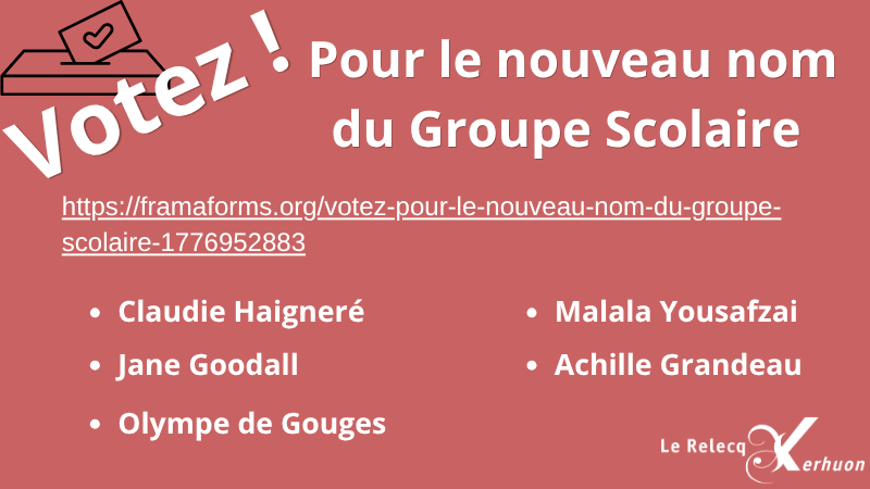 Votez pour le nouveau nom du groupe scolaire !
