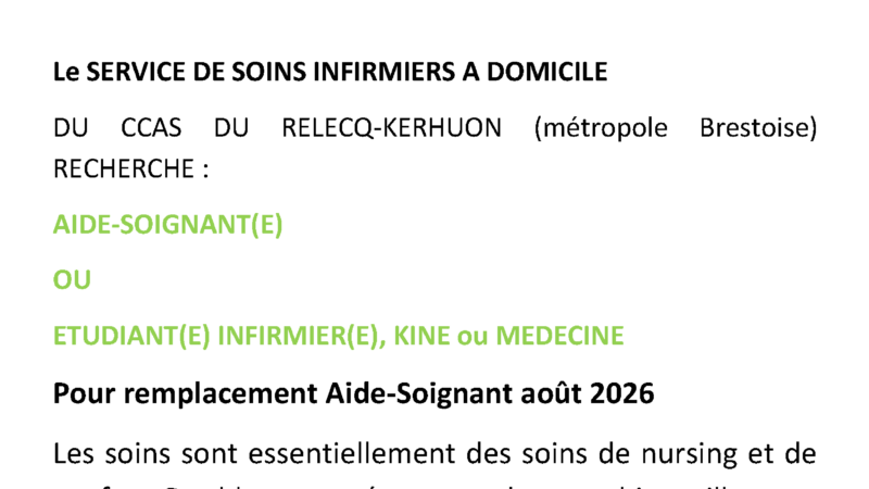 Le service de soins infirmiers à domicile recrute